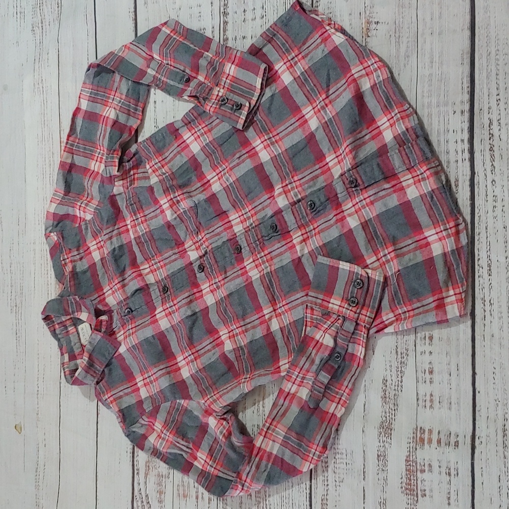 VINTAGE LABEL J. CREW PLAID FLANNEL BUTTON DOWN